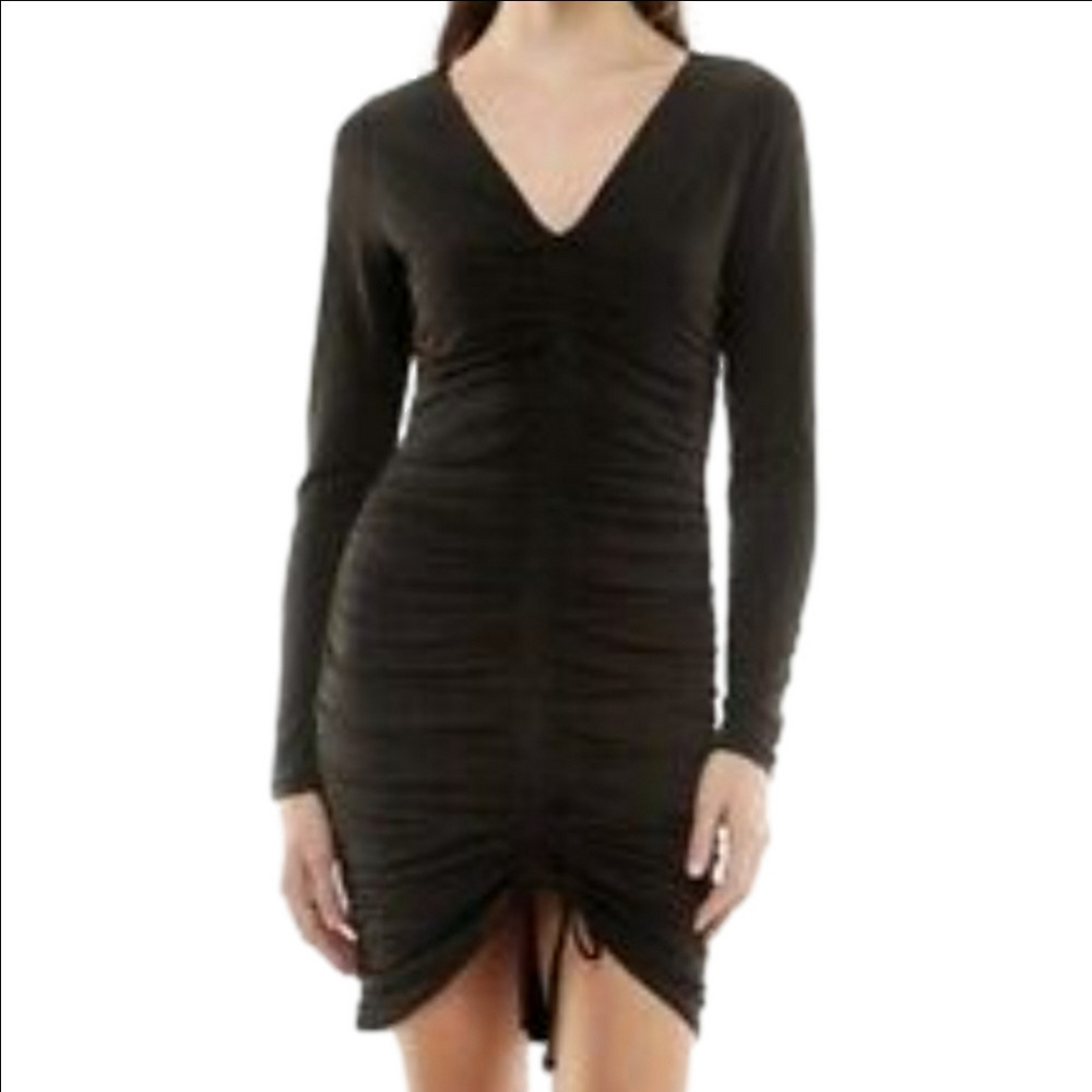 Bodycon Ruched Front Midi Dress Size S